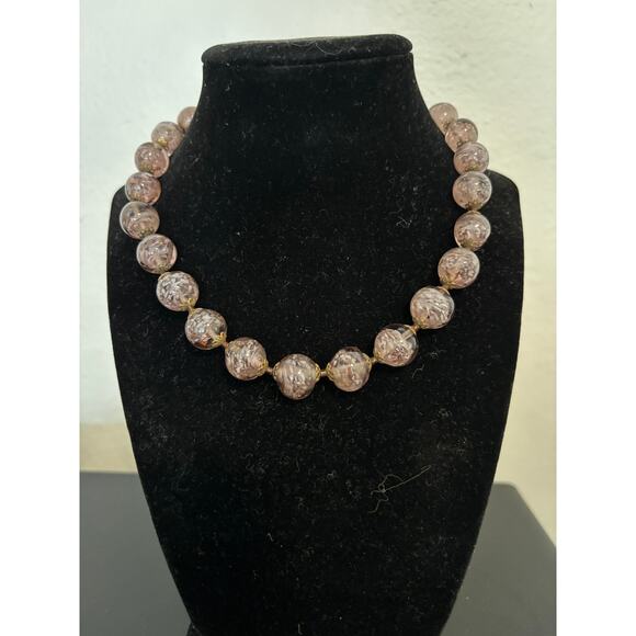 Vintage Venetian Sommerso Beads Necklace Light Purple - Picture 1 of 5